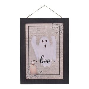 Halloween Newspaper Print Wood Framed Decorations - Ghost